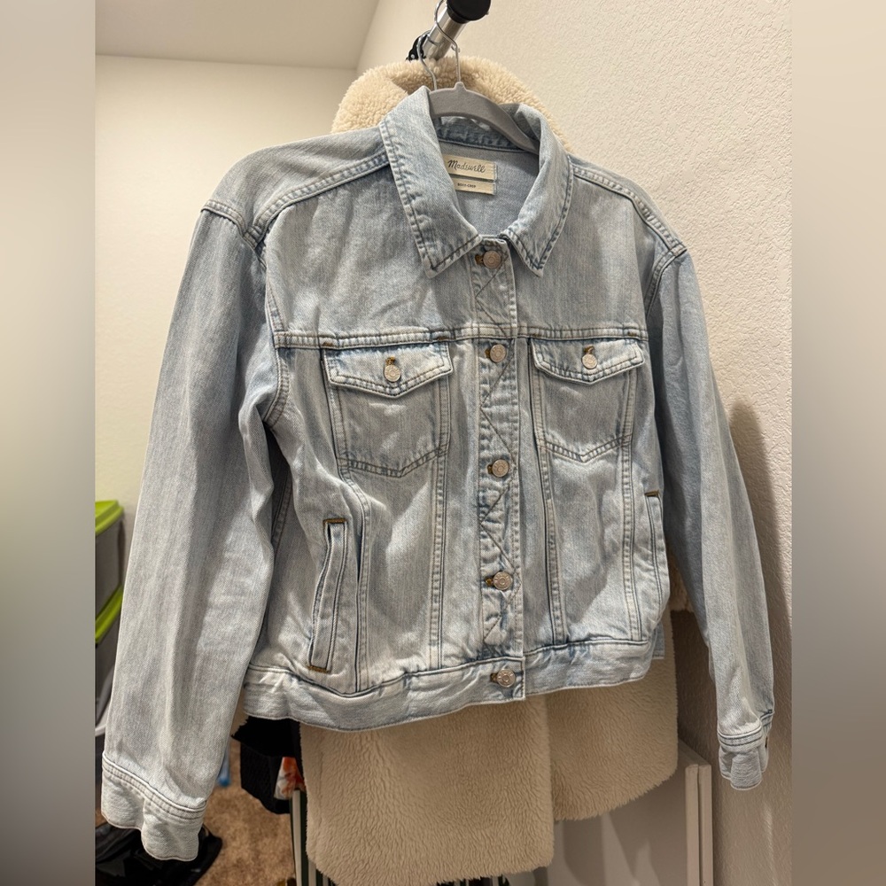 Madewell Boxy Crop Light Blue Denim Jacket Medium